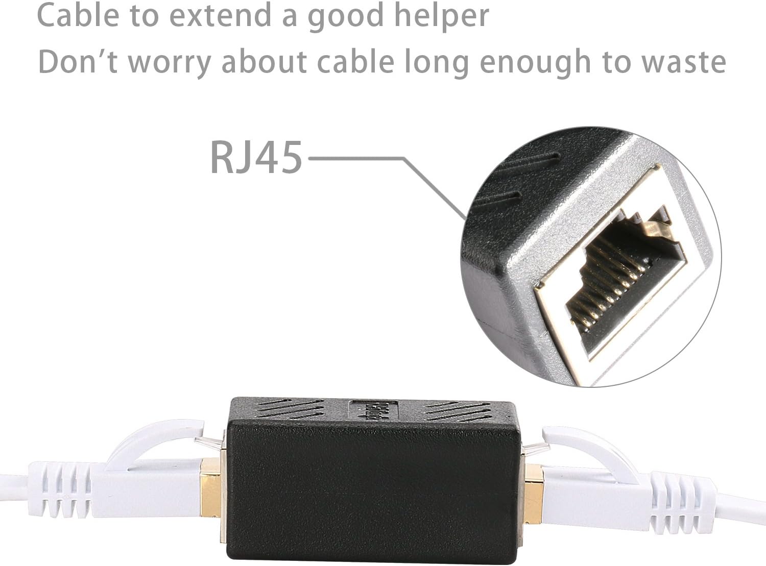 Ethernet RJ45 Adapter - Shielded in-Line Coupler for Cat7/Cat6/Cat5e/cat5 Ethernet Cable Extender Connector - Female to Female, Black