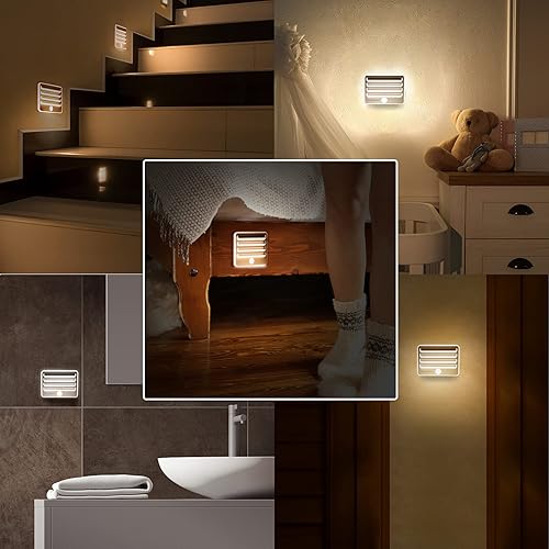 Miniatura 6 de EverBrite Luces nocturnas con sensor de movimiento, luz LED suave y cálida, funciona con pilas, luz nocturna autoadhesiva para dormitorio, baño,