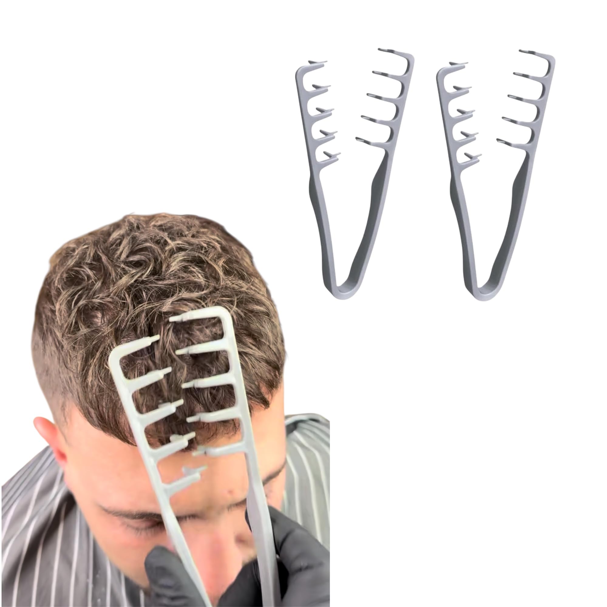 Pettine Volumizzante Capelli Uomo – Set da 2 – Ideale per French Crop e Styling Barber - 1