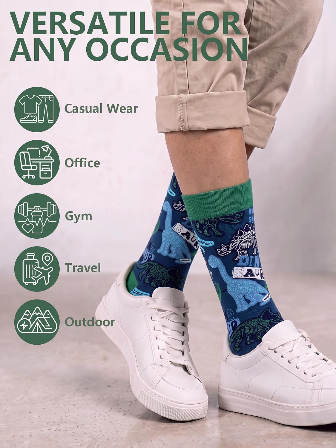 Janmercy 6 Pairs Funny Dinosaur Socks for Men Dino Gifts for Adults Teens image 4