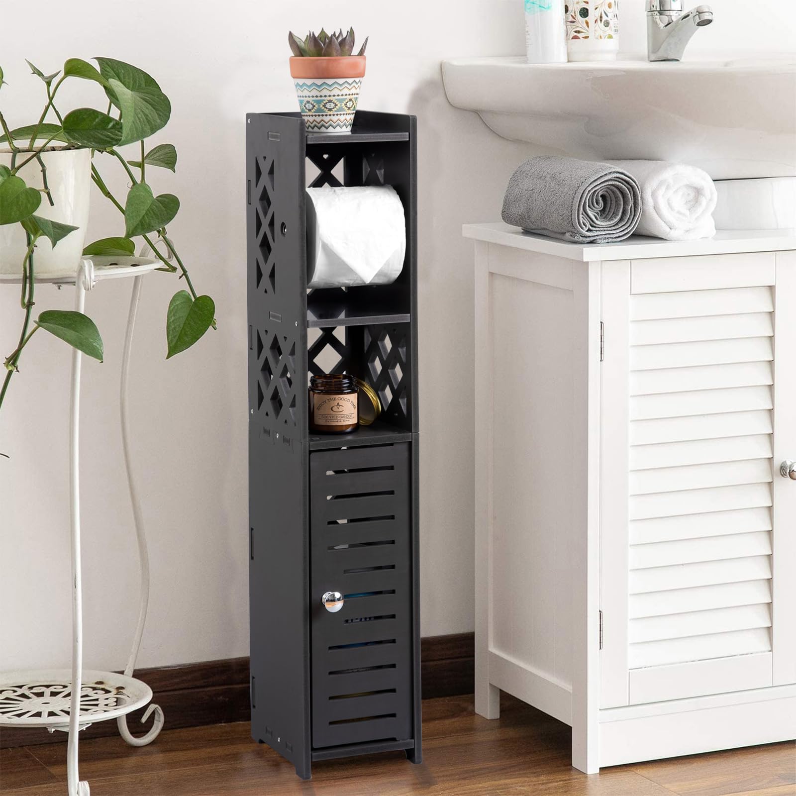 Amazon.com: H HUIYKALY Toilet Paper Storage Cabinet,Toilet Paper Holder ...