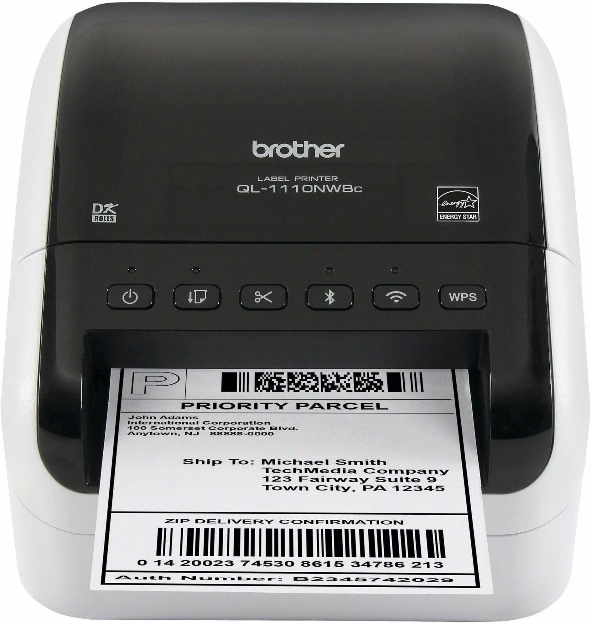 Brother QL-1110NWBC Wide Format, Postage and Barcode Professional Thermal Label Printer with Wireless Connectivity, Black And White, 6.7" x 5.9" x 8.7"