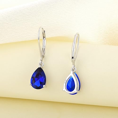 Miniatura 4 de YL Aretes colgantes de plata de ley 925, aretes de lágrima con piedra natal, regalos de joyería para mujer, Circonita cúbica