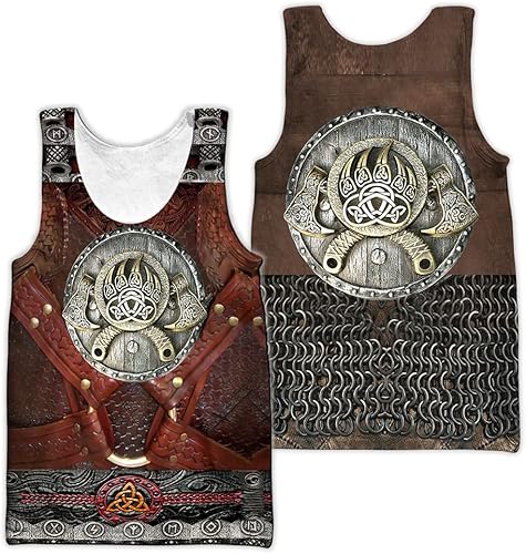Miniatura 2 de Hombres Tank Tops Viking Medieval Armadura 3D Impreso Verano Muscle T Shirt Chaleco Cosplay Ropa (US Talla)
