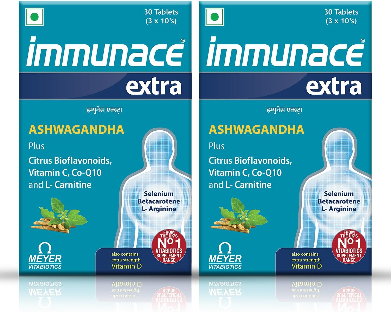 Immunace Extra – With Ashwagandha, Citrus Bioflavonoids, Vitamin C, CoQ10 & L-Carnitine | Multinutrient Formula for Daily Wellness – 30 Tablets (Pack of 2)