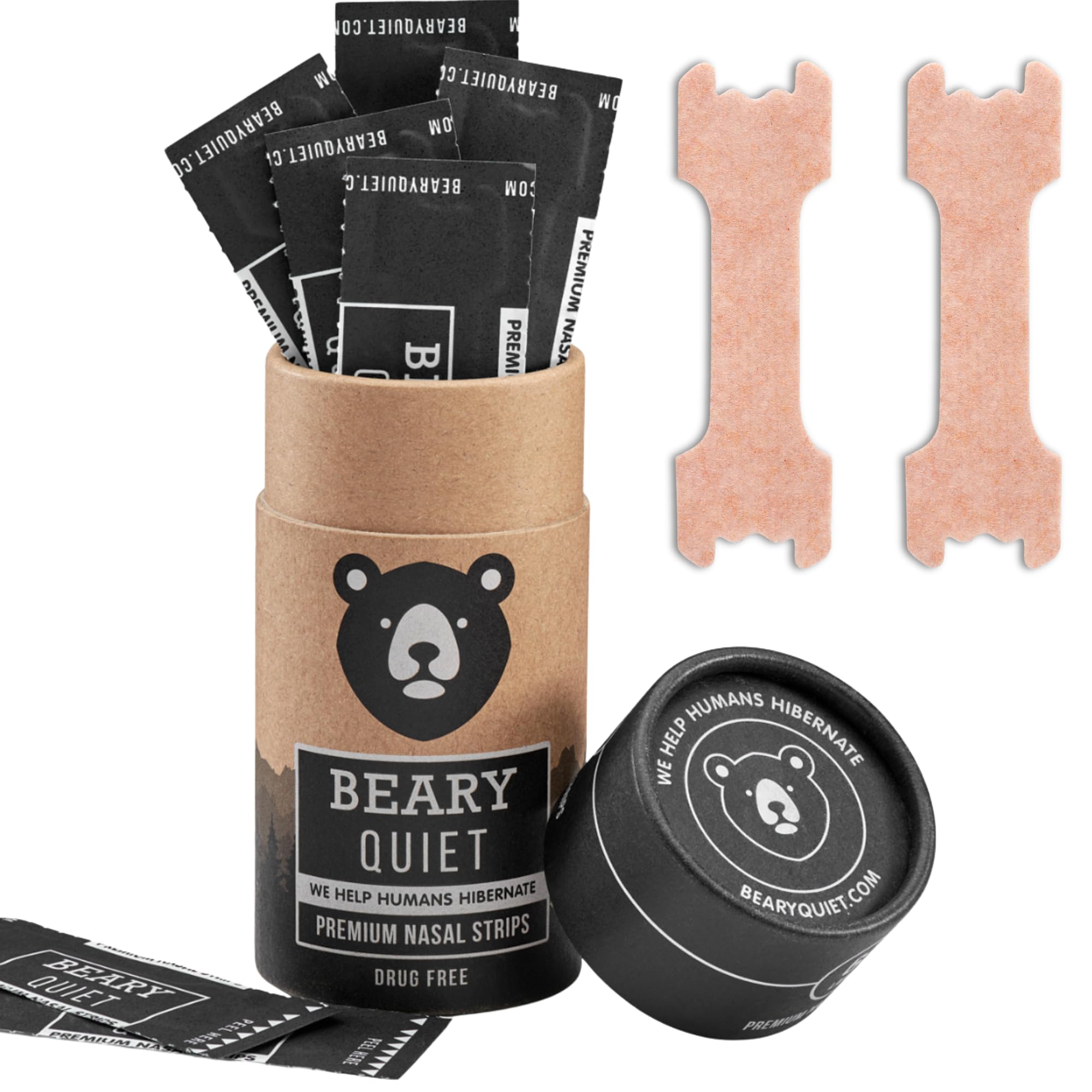 Beary Quiet Nasal Strips – 60 Large Strips | Anti-Snoring Aid for Better Breathing, Congestion Relief & Deeper Sleep – Drug Free, Comfortable & Strong Adhesive