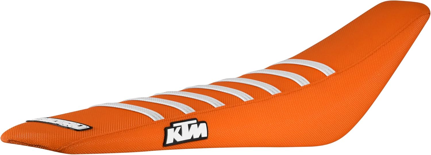 Enjoy Mfg Seat Cover - Compatible with KTM 2019-2022 SX - SXF 125-450 - Part #173 (All Orange/White Ribs Logo)