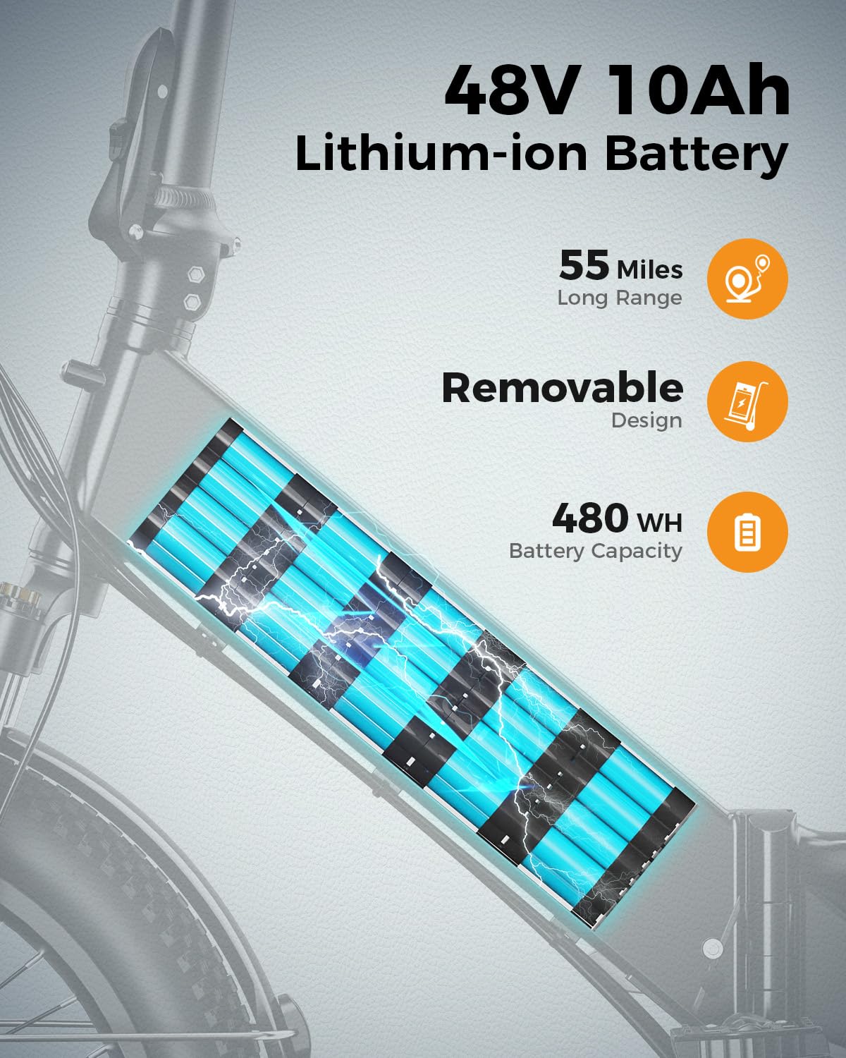 Jasion Battery for EB7 ST Electric Bike, 48V 10Ah Lithium-Ion Battery, Removable and Rechargable Battery (Not Suitable EB7 2.0)