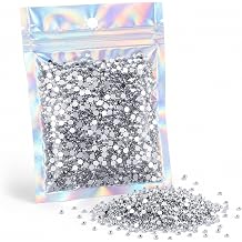 5000Pcs 3mm Flat Hotfix Rhinestones, Resin Crystal Gemstones, Bling Acrylic Glitter Gems for Clothing Cup Bottle Nail Art Makeup DIY Craft Embellishments Silver