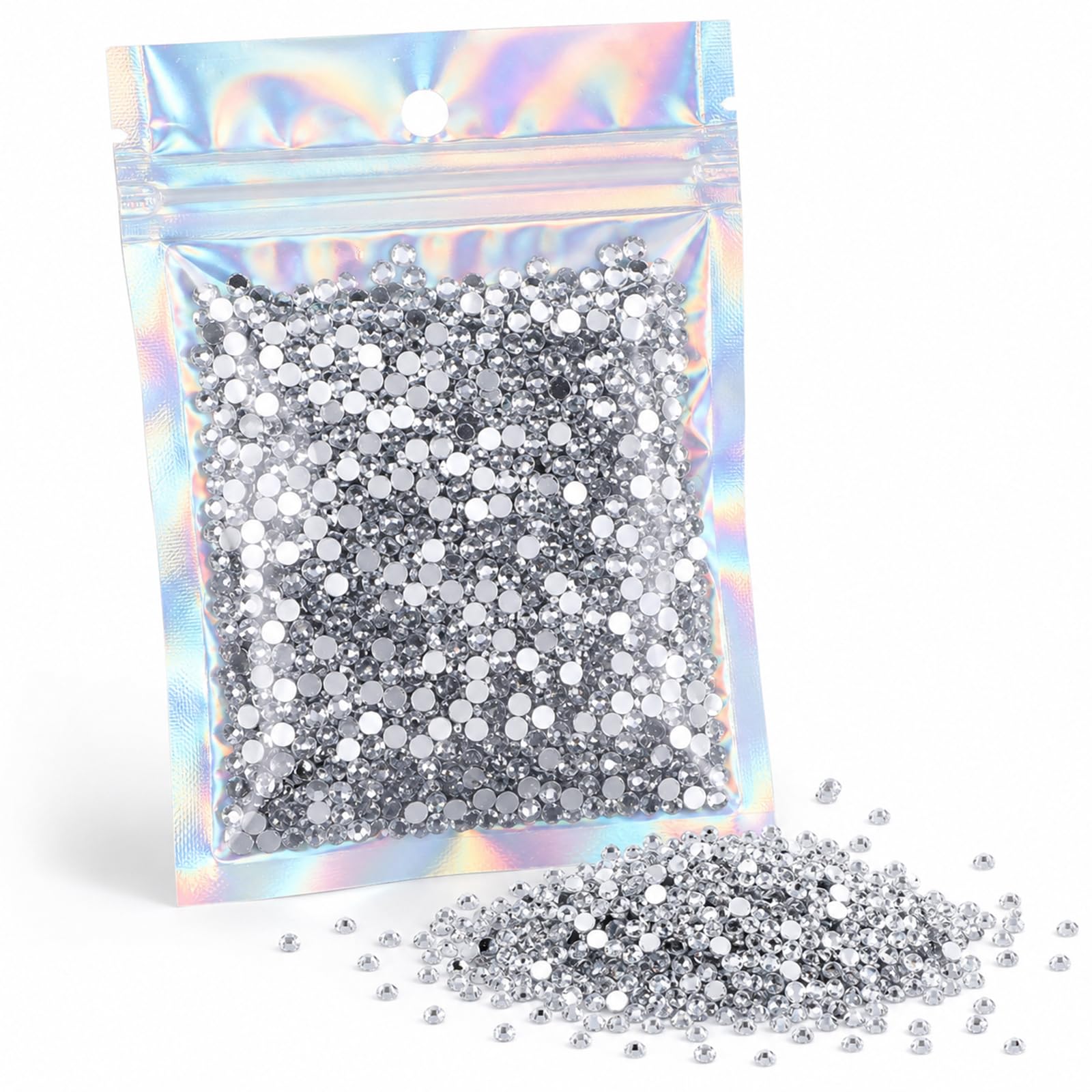 Thfaeyta 5000Pcs 3mm Flat Hotfix Rhinestones, Resin Crystal Gemstones, Bling Acrylic Glitter Gems for Clothing Cup Bottle Nail Art Makeup DIY Craft Embellishments (Silver)