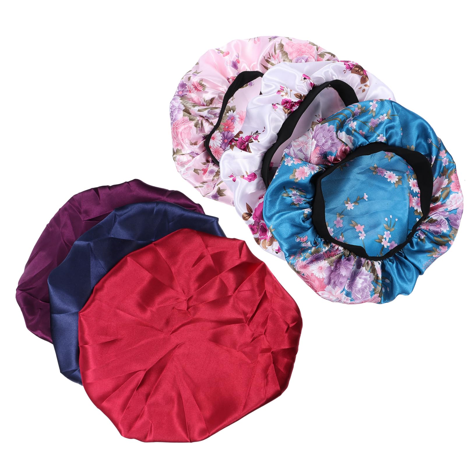 SHERCHPRY Cuffia Notte Chioma in Raso, Fascia Larga, 6 Pezzi