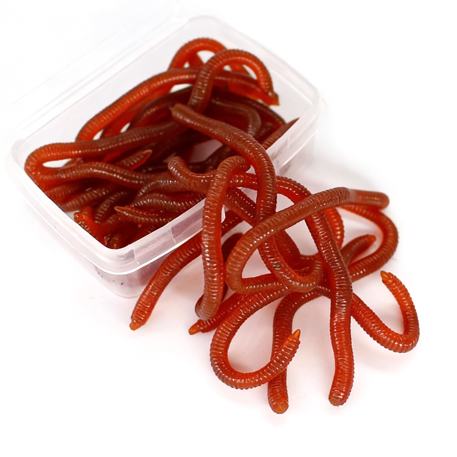 20 Pack 8cm Scented TPR Soft Fishing Worms with Storage Box for Bass Trout