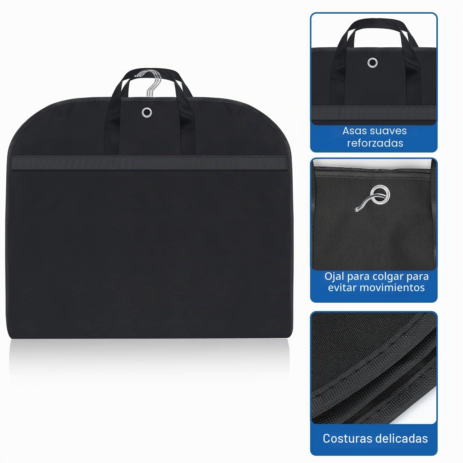 Bolsa Portatrajes de Viaje Premium 110x60cm para Hombre - Plegable, Transpirable con Asa y Cremallera - Funda Porta Trajes Completo en Tejido Oxford