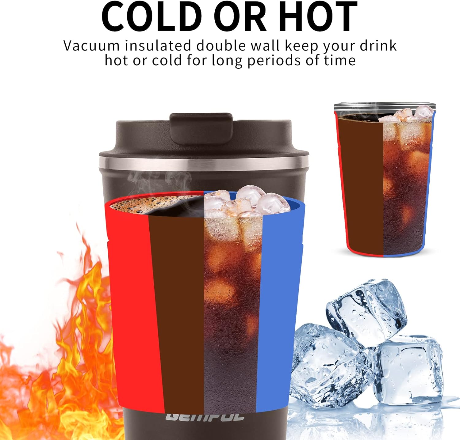 GEMFUL To Go Travel Coffee Mug with Lid 13 oz Insulated Cups Spill Proof Tumbler Leak Proof Vacuum Stainless Steel Reusable for Hot Cold Drinks Women Men (6 Pack)