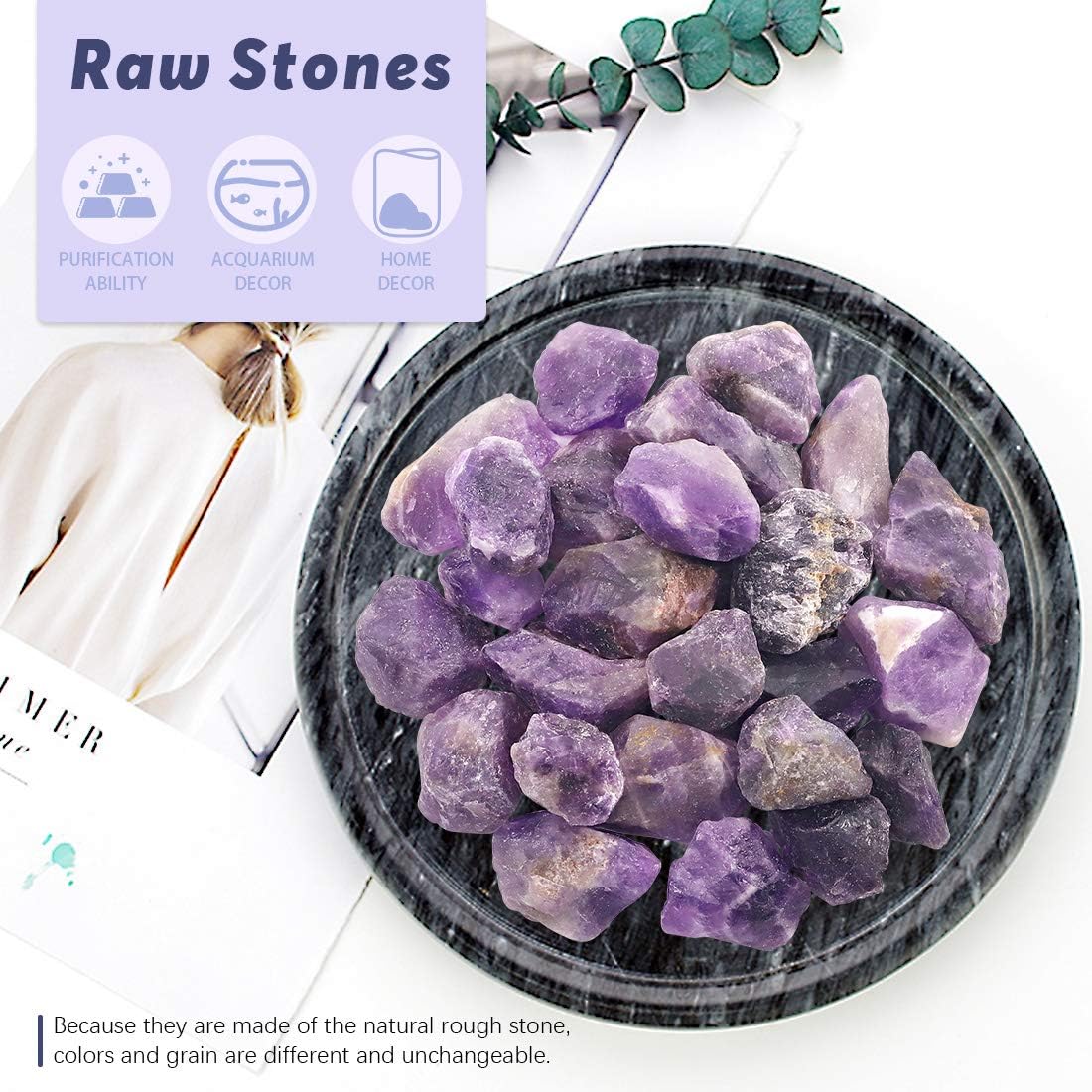 Hilitchi 1lb Bulk Raw Amethyst Stone Rough Crystal Stone for Cabbing, Tumbling, Cutting, Polishing, Wire Wrapping,Gem Mining, Wicca, Reiki and Crystal Healing