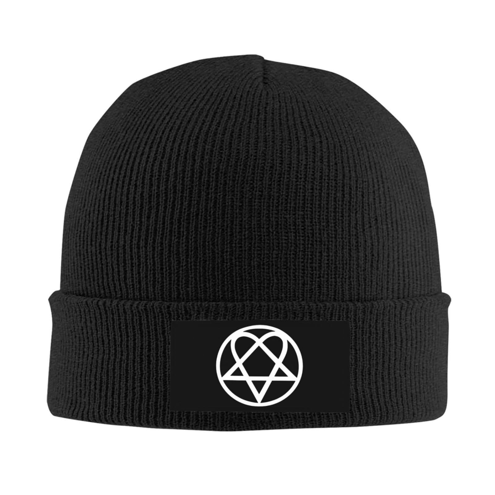 KWQDOZF Heartagram Beanie for Men Women Beanie Hats Warm Winter Knit Caps Soft Ski Hat Black
