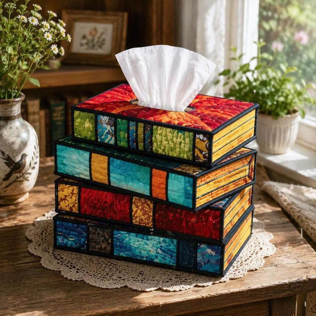 Complete Book Tissue Box Sewing Set Set with Premium Fabric for DIY Craft Lovers Creative Homes Decors Fun and Easy Use
