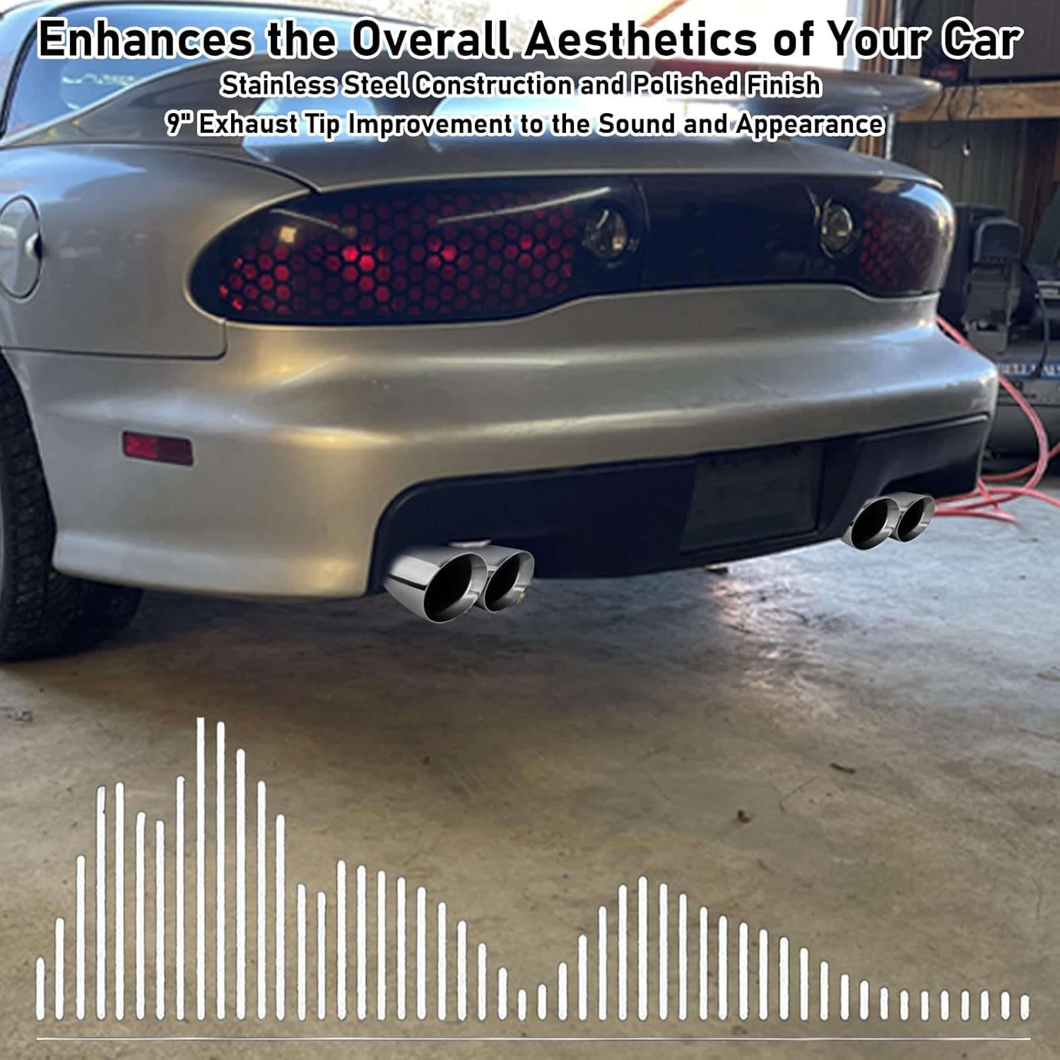 MuHize 2.5 Inch Inlet Exhaust Pipe, 3.5" Outlet 9.5" Overall Dual Exhaust Tip, Stainless Steel Polished, High Performance Exhaust Pipes for Pickup Truck, Car, Truck