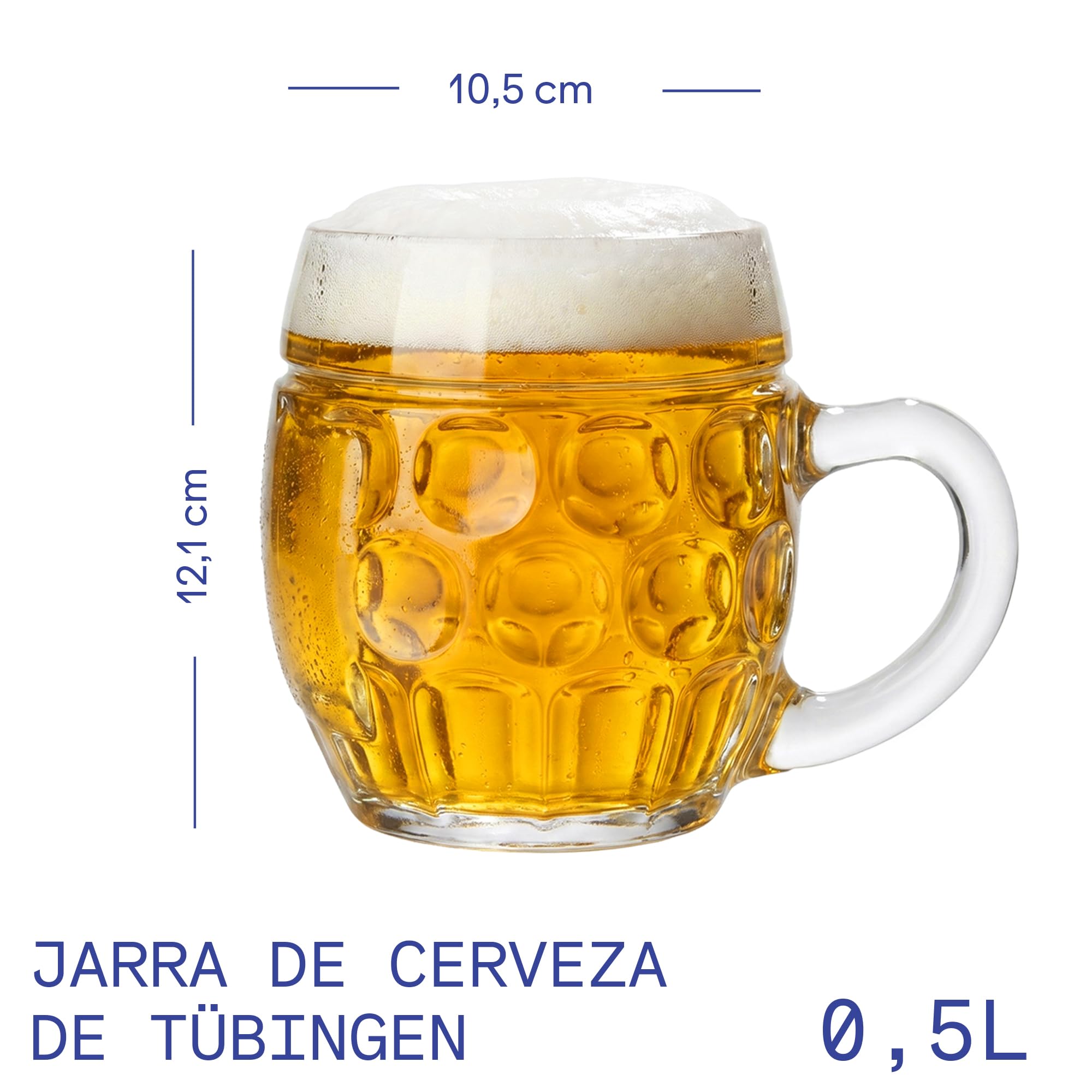 Juego de 6 jarras de cerveza (0,50 L, con escudo)
