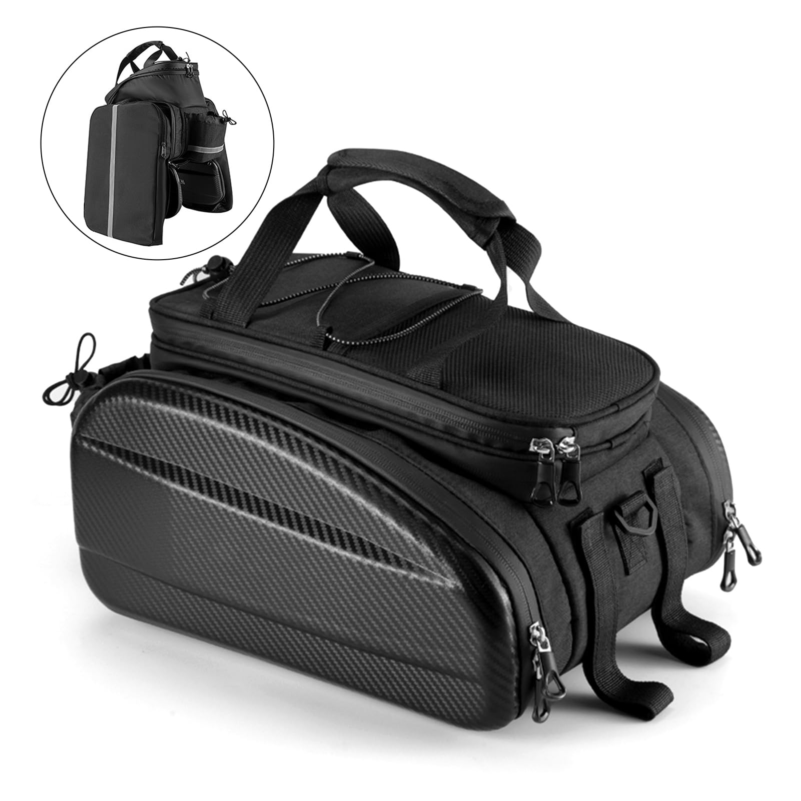 Borse da sella per bici Portapacchi posteriore Design esterno rigido Portaoggetti da viaggio di grande capacità Resistente Materiale in poliestere EVA per Mountain bike Avv (Nero 31L