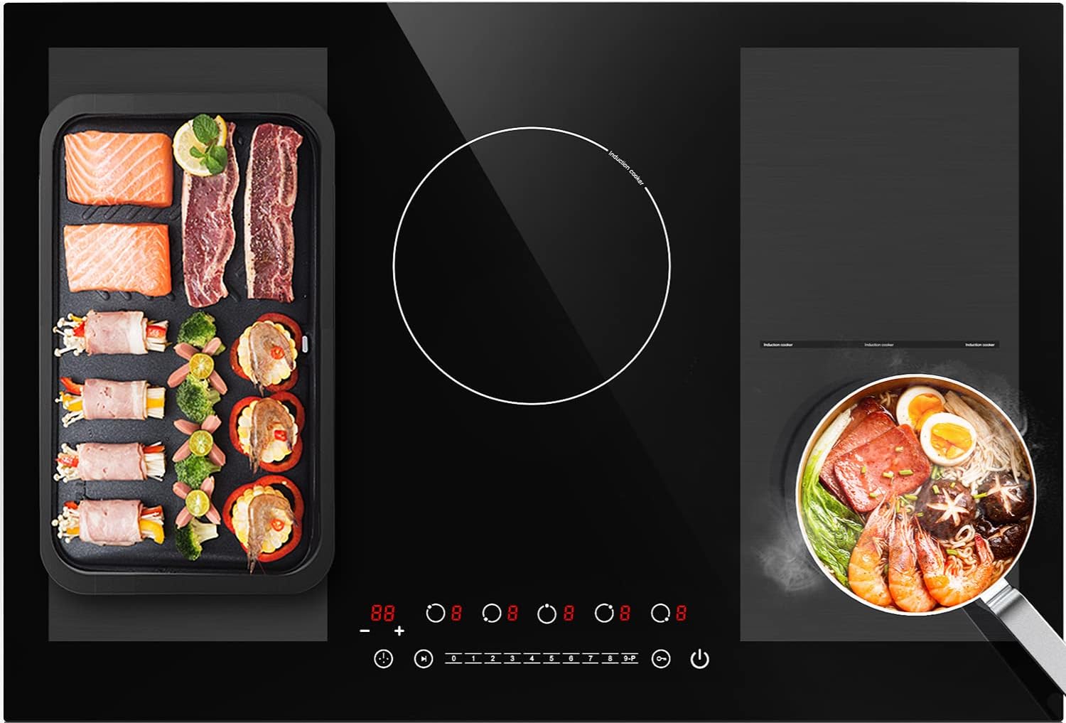 Induction Cooktop 30 inch,Electric Cooktop 5 Burners 9000W
