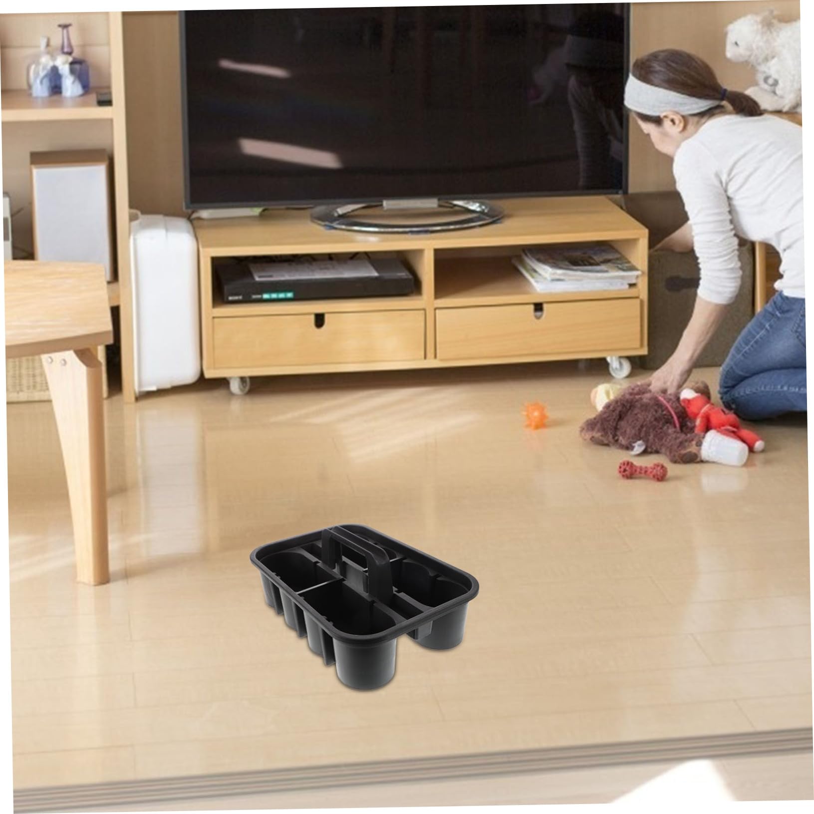 Cesta de Limpieza con Compartimentos Organizador de Herramientas de Limpieza Portátil Cesta de Plástico Resistente con Automóviles