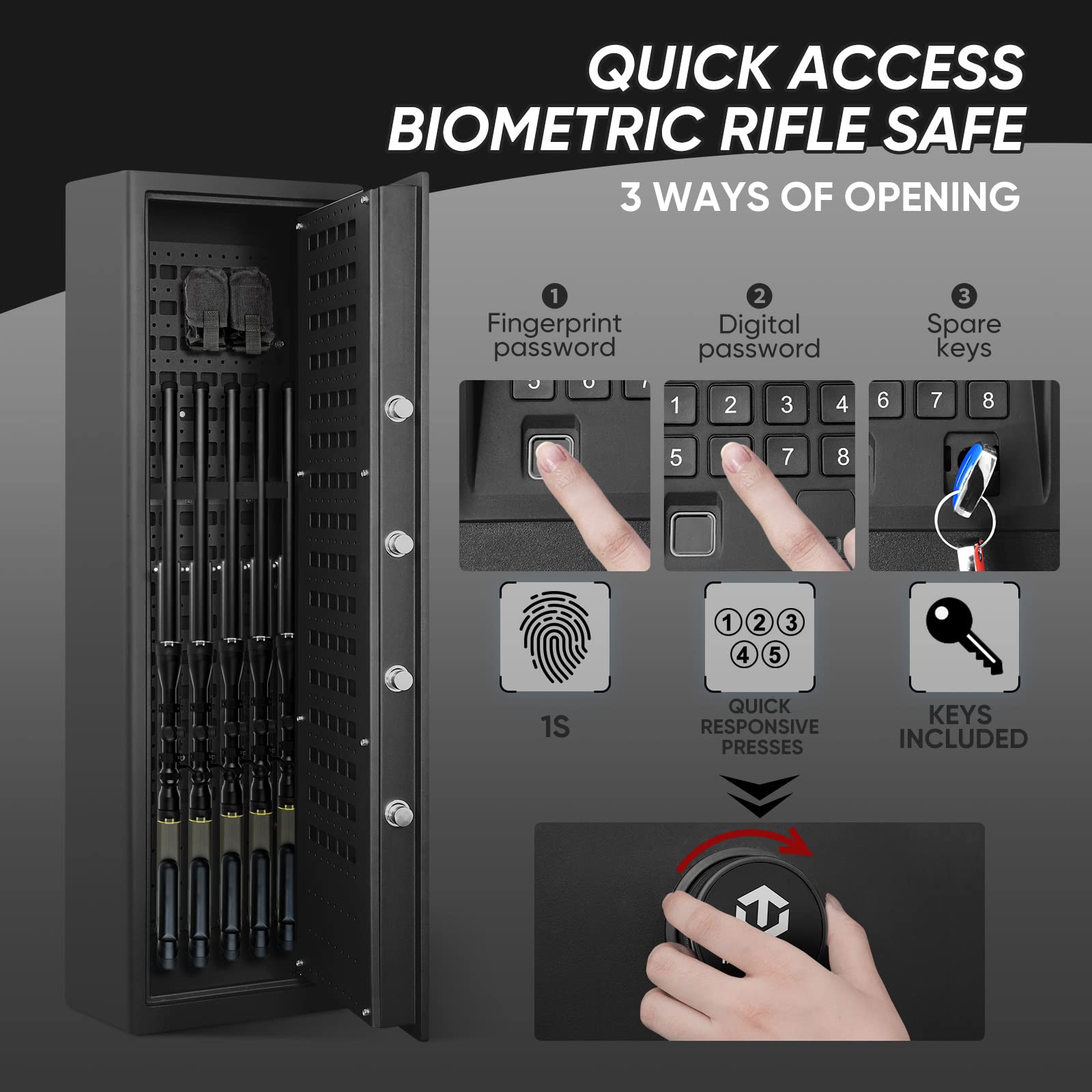 WINCENT Large Gun Safe, Biometric Gun Safes for Rifles and Shotguns