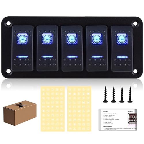 Vista 11 de Panel de Interruptor Basculante de Aluminio de 4 Posiciones - Panel de Interruptor de 12V/24V de 3 Pines ON/OFF Precableado Impermeable Panel