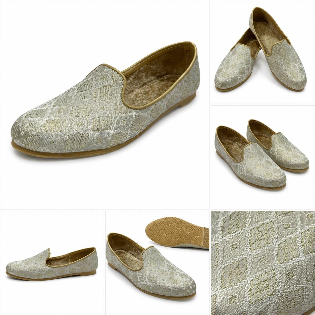 Scarpe da uomo color crema oro ricamate etniche slip-on matrimonio punjabi jutti fatte a mano mojari party scarpe