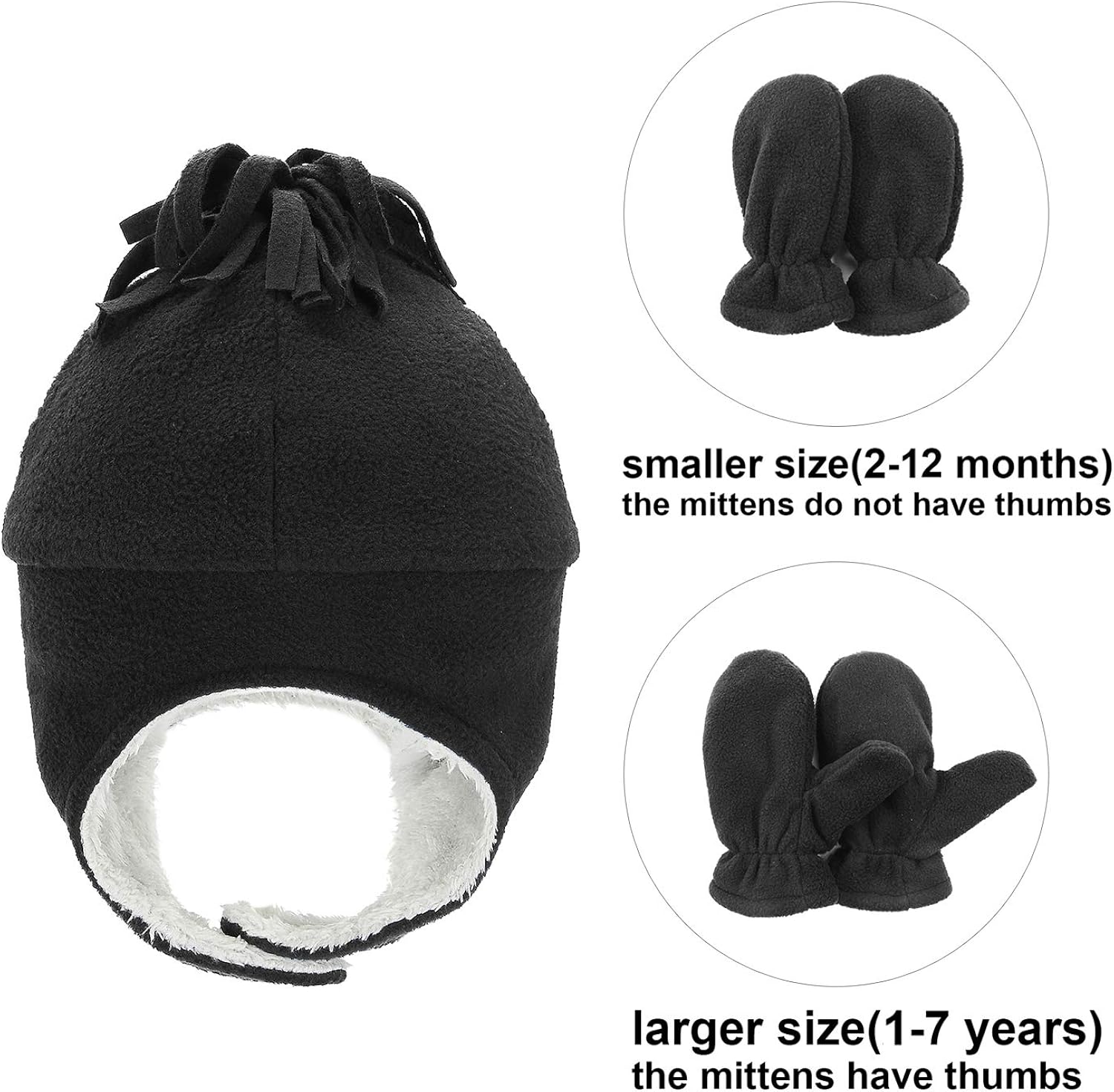 Century Star Baby Fleece Hat Warm Earflap Kids Caps Toddler Boys Winter Hat and Mitten Set: Clothing, Shoes & Jewelry