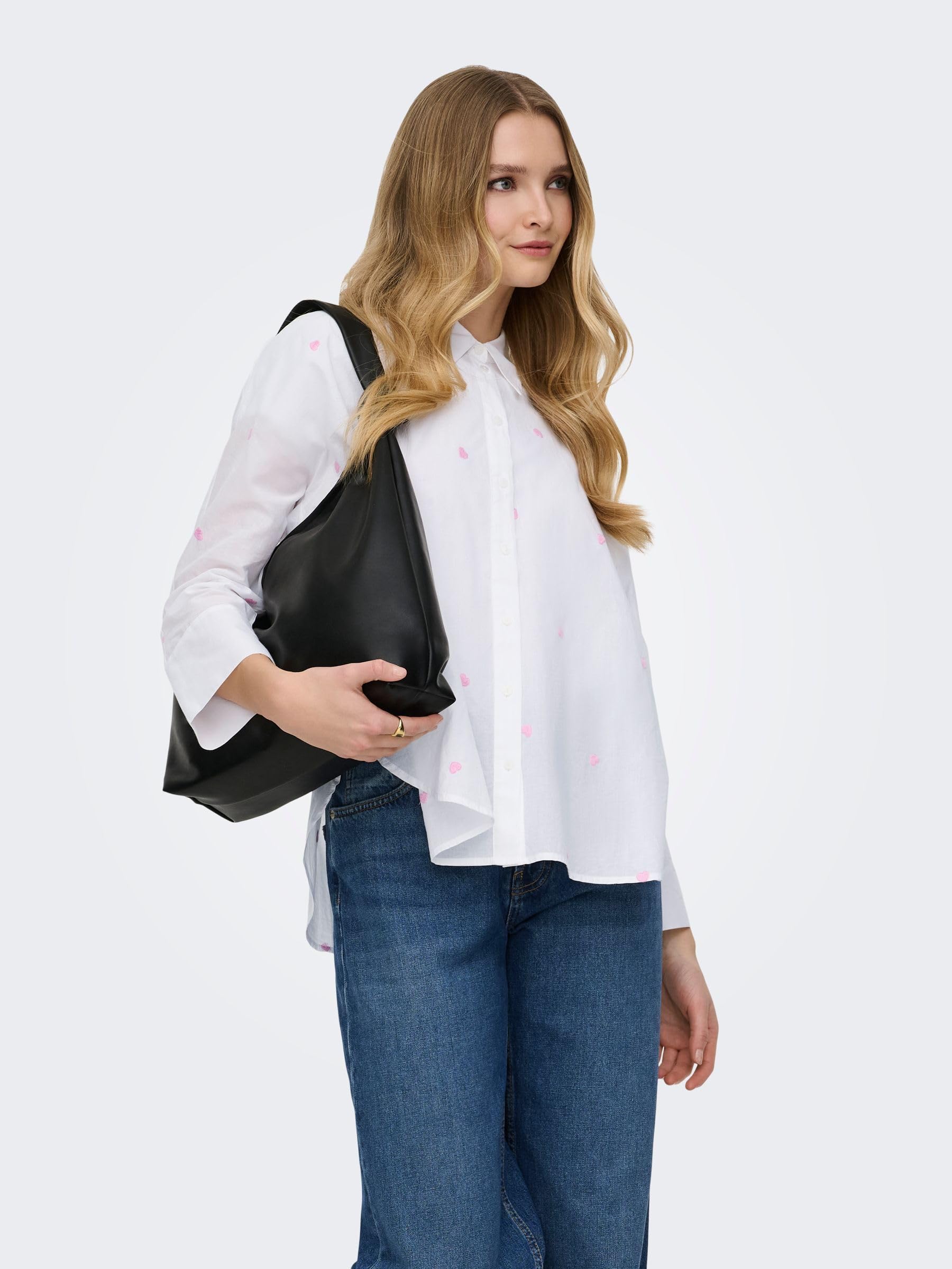 Only Onlnew Lina Grace Ls EMB Shirt Noos WVN Chemise à Manches Longues avec Fermeture à Boutons Femme