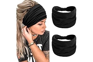 TERSE Headbands for Women Boho Extra Wide Black Head Bands