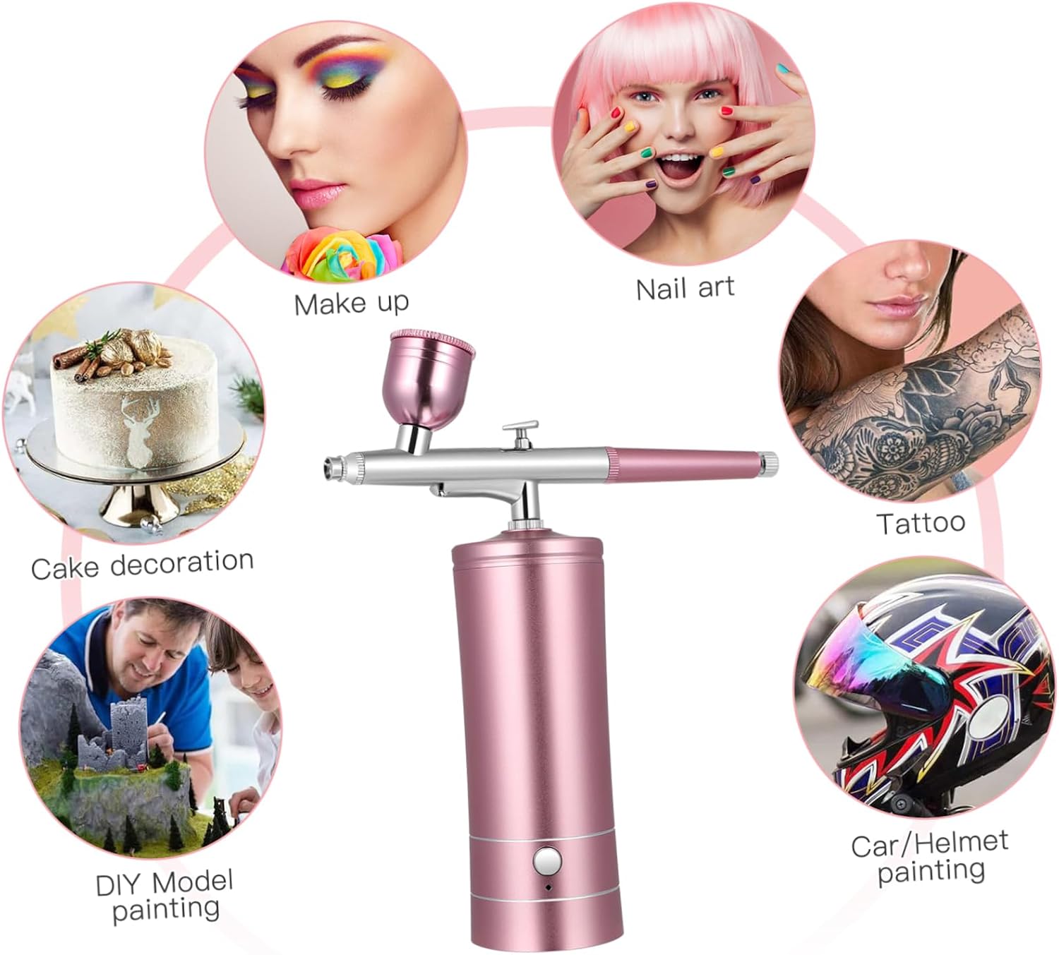 Aluminum Alloy Cordless Airbrush Kit 900ma for Nail Art