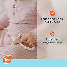 RaZbaby RaZberry Plus Baby Teether - Easy-to-Hold Toy for Front & Back Teething Relief, BerryBumps Texture for Sensory Development, Soothes Sore Gums, BPA-Free, Great Gift for Babies 3M+ - Green