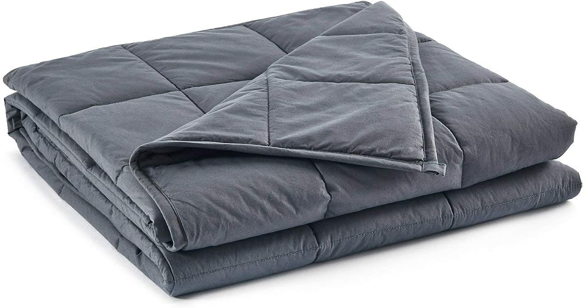 RelaxBlanket Weighted Blanket | 60''x80'',10lbs | for Individual Between 90-140 lbs | Premium Cotton Material with Glass Beads | Dark Grey