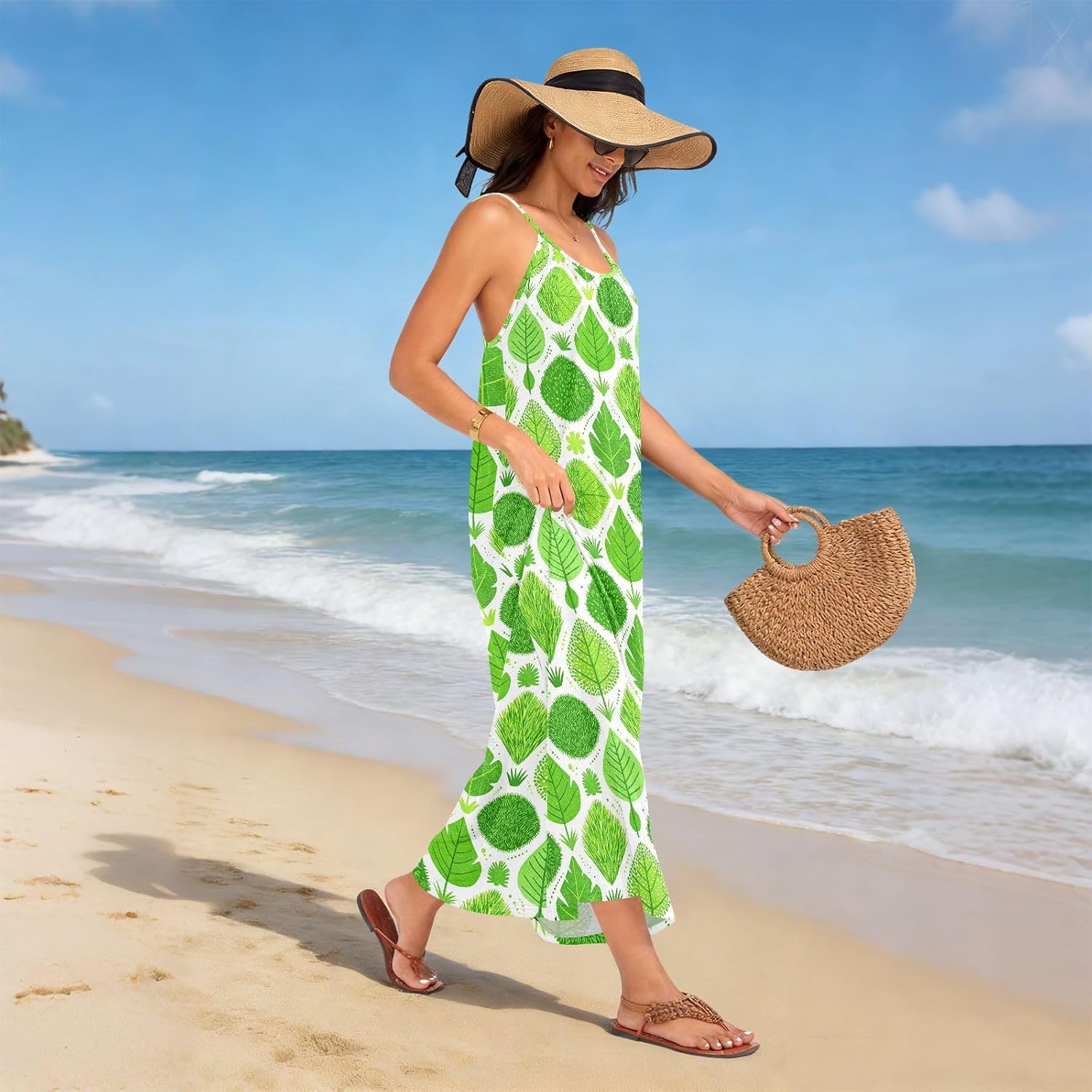 Female Backless Spaghettis Dress Soft Smooth Loose Casual Swing Dresses for Many Different Occasions Cartoon image 2