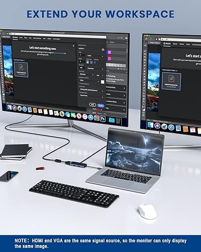 Miniatura 5 de Tiergrade Hub USB C, adaptador USB C a HDMI 6 en 1 con HDMI 4K, VGA, lectores de tarjetas SDTF, 2 USB 2.0, adaptador multipuerto USB C compatible