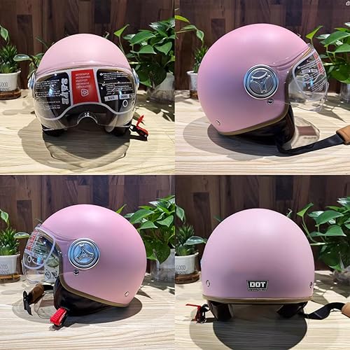 Miniatura 5 de Vespa - Casco eléctrico de motocicleta de cara abierta 34 para adultos, casco retro para ciclomotor con visera, casco de bicicleta de calle aprobado