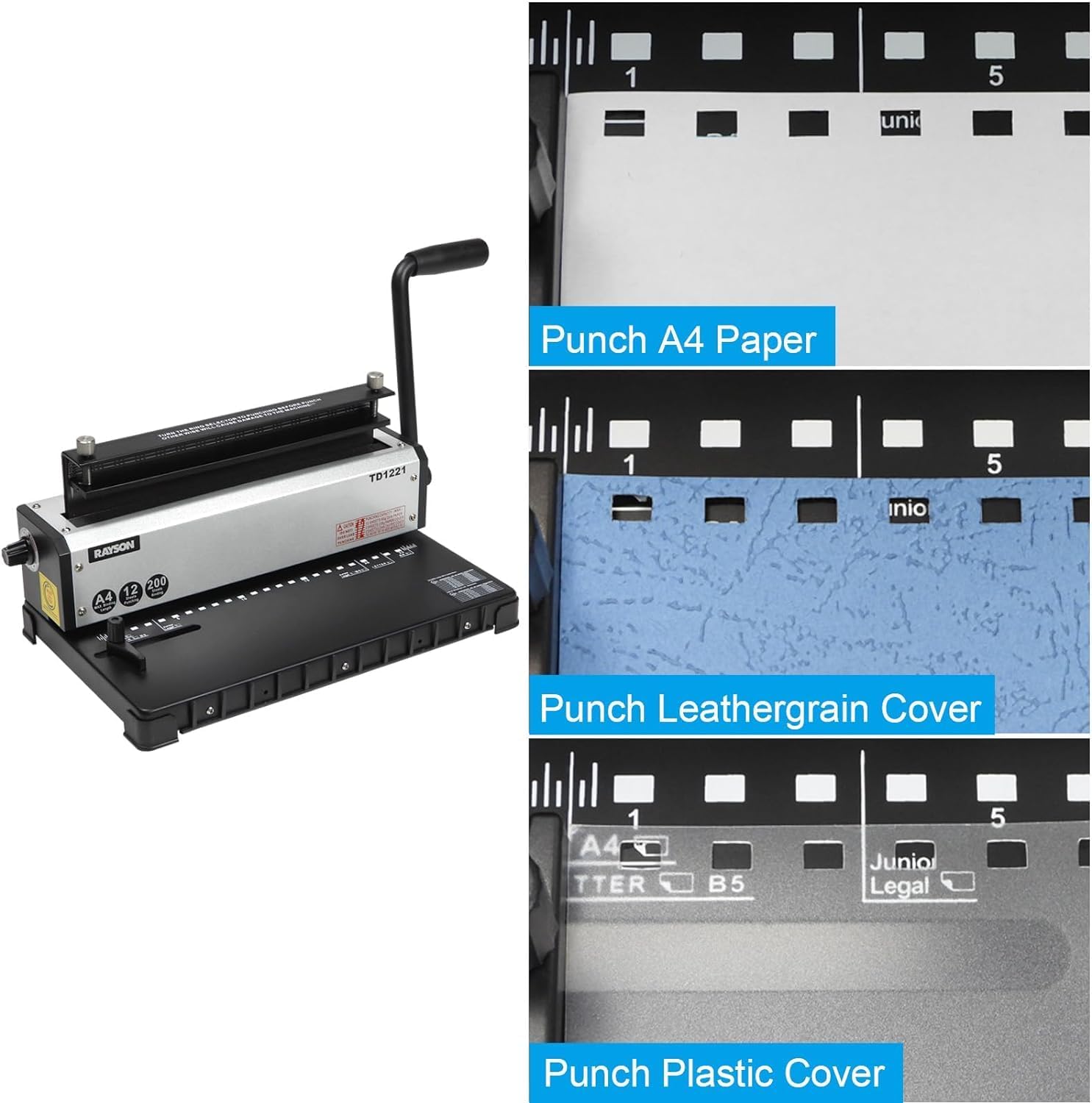 Paper size guide on the binding machine