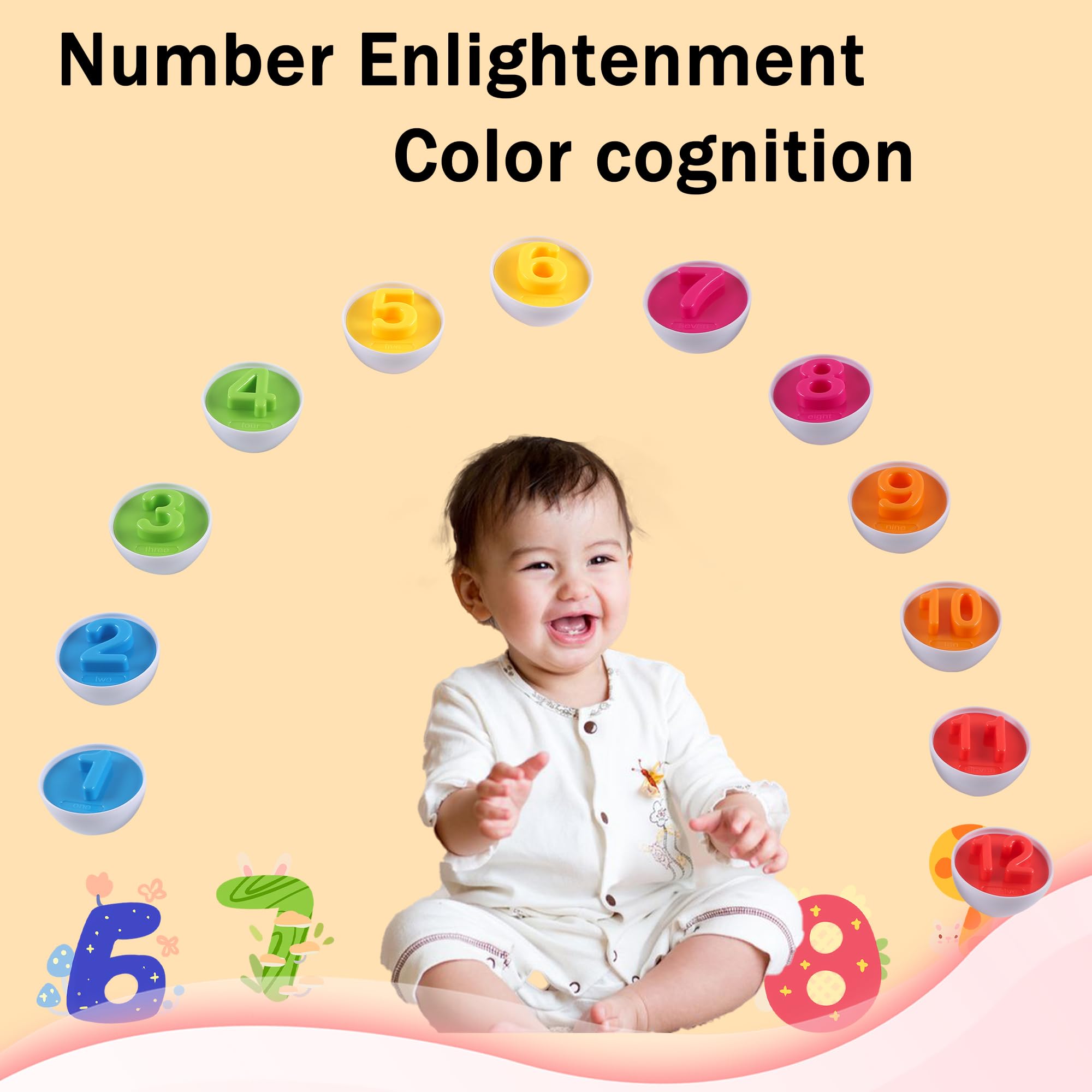 12pcs Regali di Pasqua per Bambini Uova Abbinate Giocattoli Riconoscimento Colori e Numeri Giocattoli Montessori Educativi per 1 2 3 4 Anni Ragazzi Ragazze
