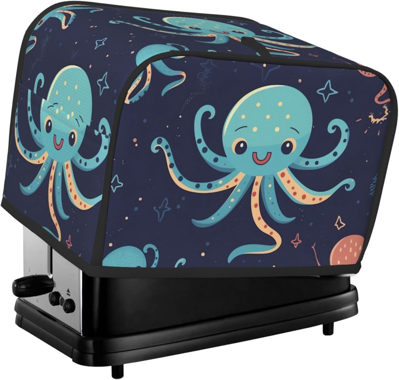 Cartoon Octopus Toaster Cover 2 Slice Kitchen Small Appliance Covers with Handle Universal Size Microwave Oven Dustproof Cover with Pockets Bread Machine Cover Women Gift