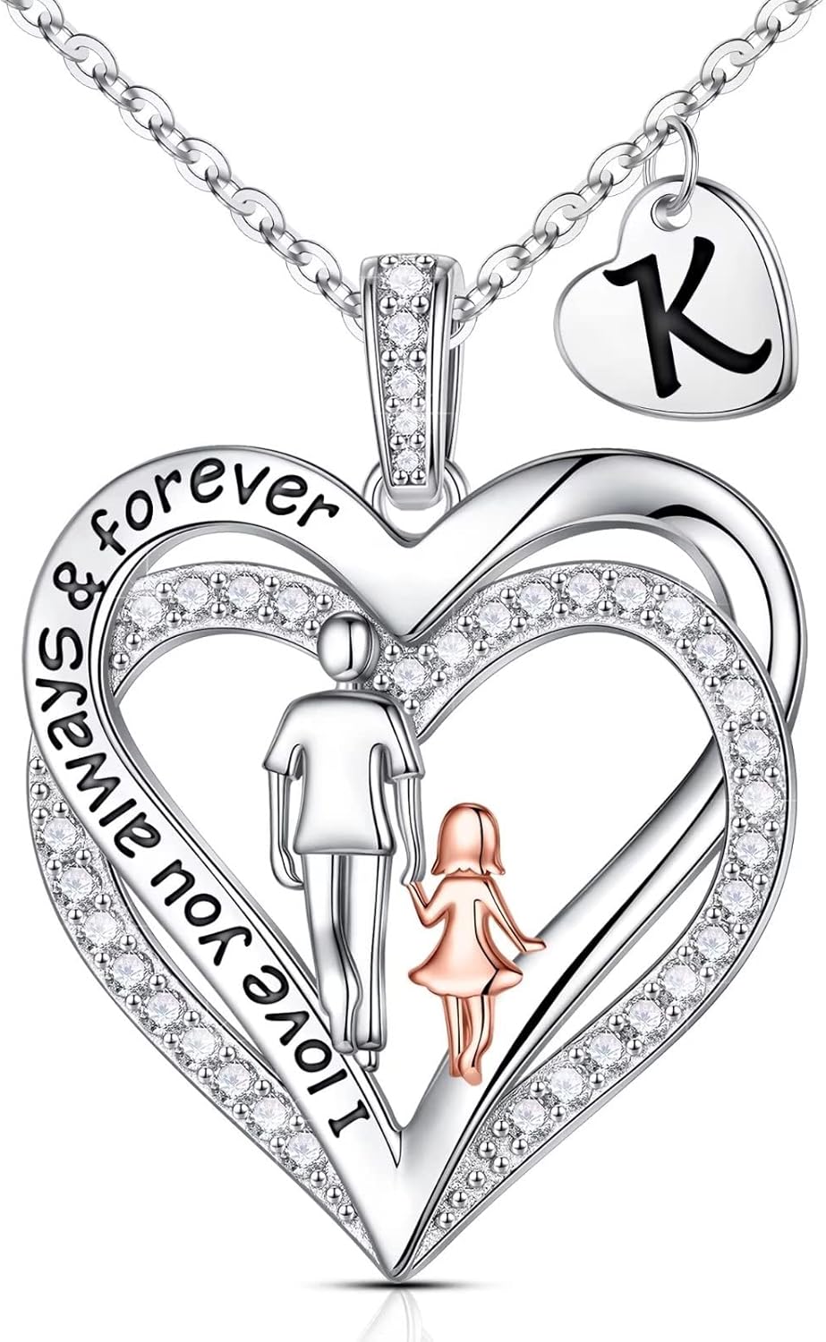 Iefil To My Daughter Necklace, Daughter Gifts, Sterling Silver Heart Initial Necklaces for Women