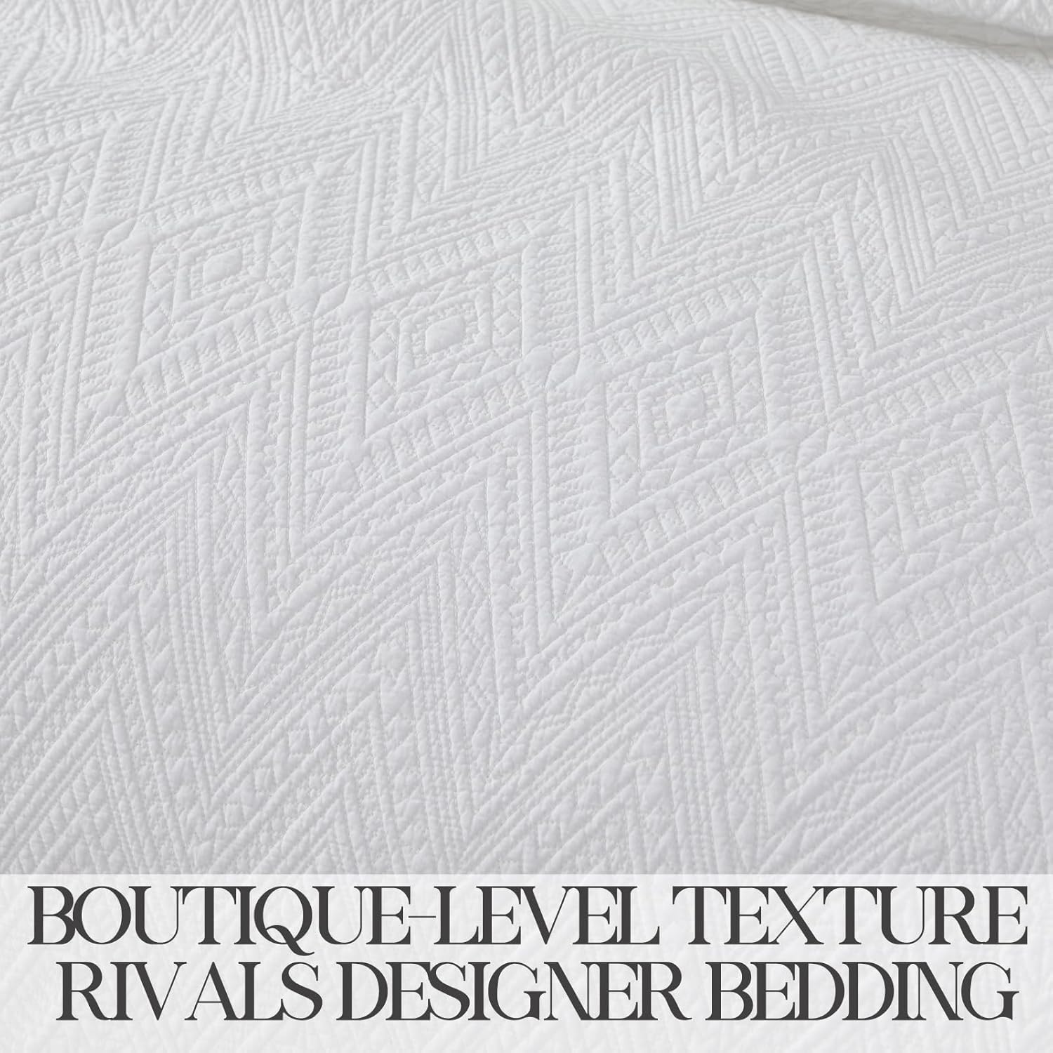 Brandream Luxury Bohemian Bedding Cotton Quilt Set King Size White Boho Matelasse Coverlet Set Hand-Finished Tassel Edges 3 Piece Set