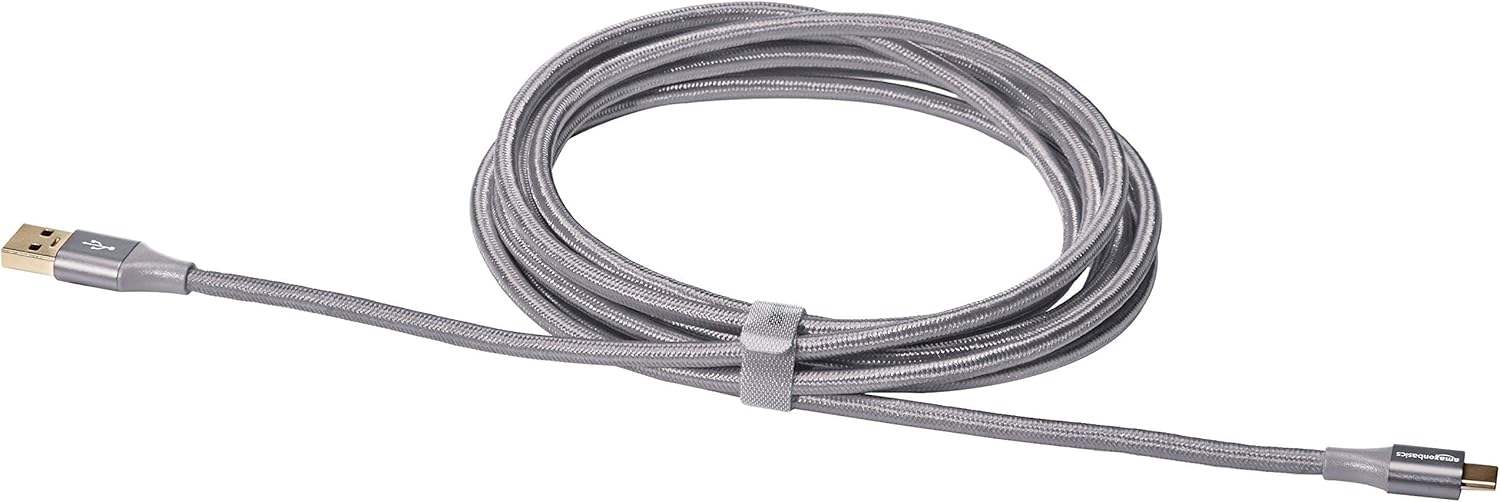  Basics Double Braided Nylon USB Type-C to Type-A 3.1 Gen 1 Charger Cable | 10 feet, Dark Gray : Electronics