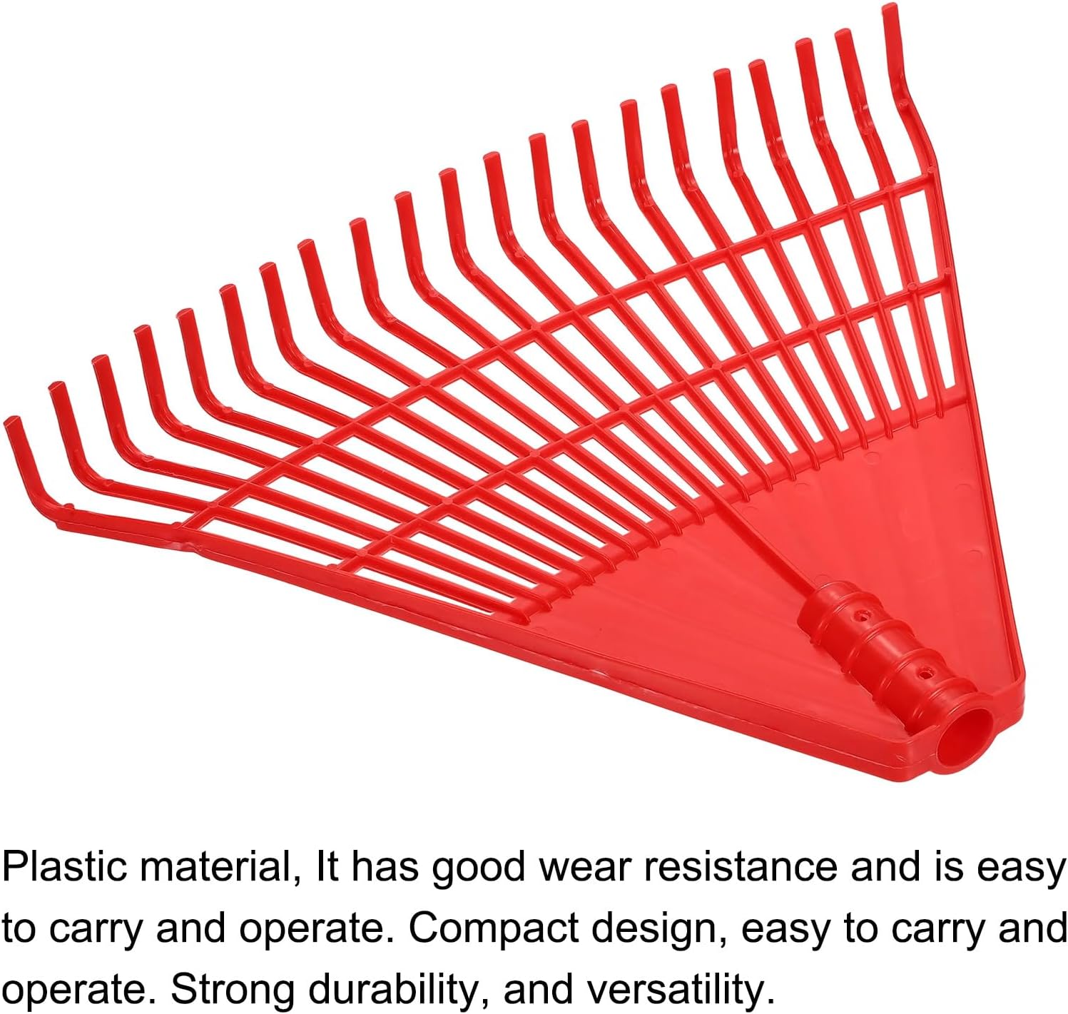 HARFINGTON Garden Rake Replacement Head 21 Tines Plastic Rake Head for Garden Preparation Leaf Debris Cleanup Soil Aeration Educational Tool, Red