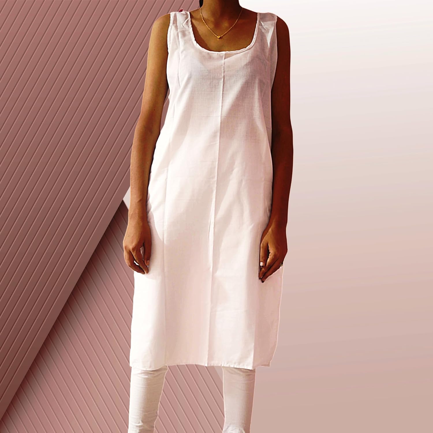 Women's Long Cotton Camisole Slip for Sheer Dress