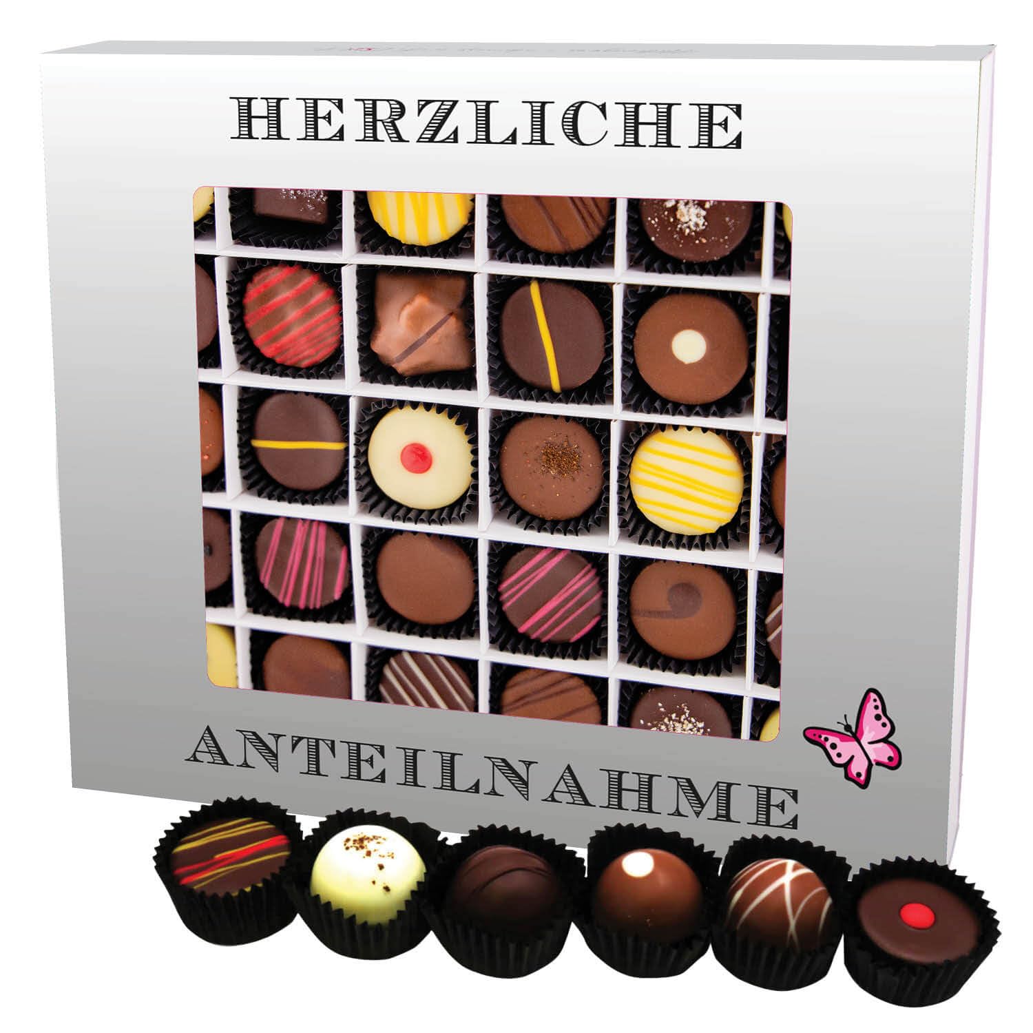 Hallingers Genuss Manufaktur Pralinen Geschenk - ohne Alkohol, handmade aus Confiserie-Edelkakao in wertiger XXL-Geschenkbox "Herzliche Antei...", Geschenkidee für Frauen Männer