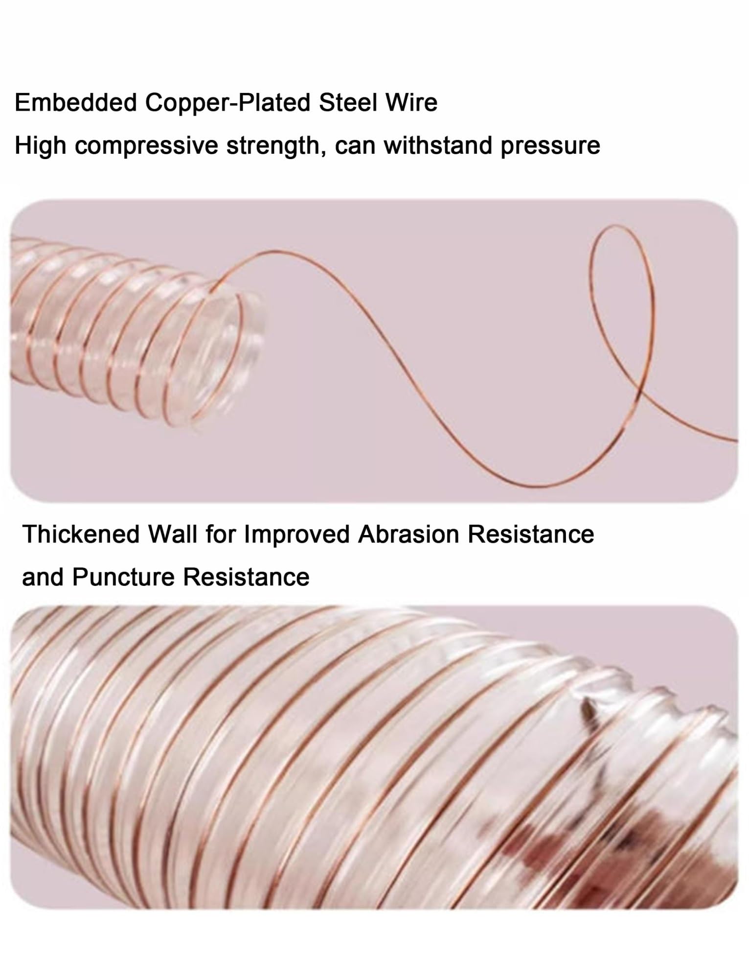Manguera flexible transparente de vacío con espiral de alambre de acero integrado, 39.4 pulgadas de longitud para una extracción eficiente de humos