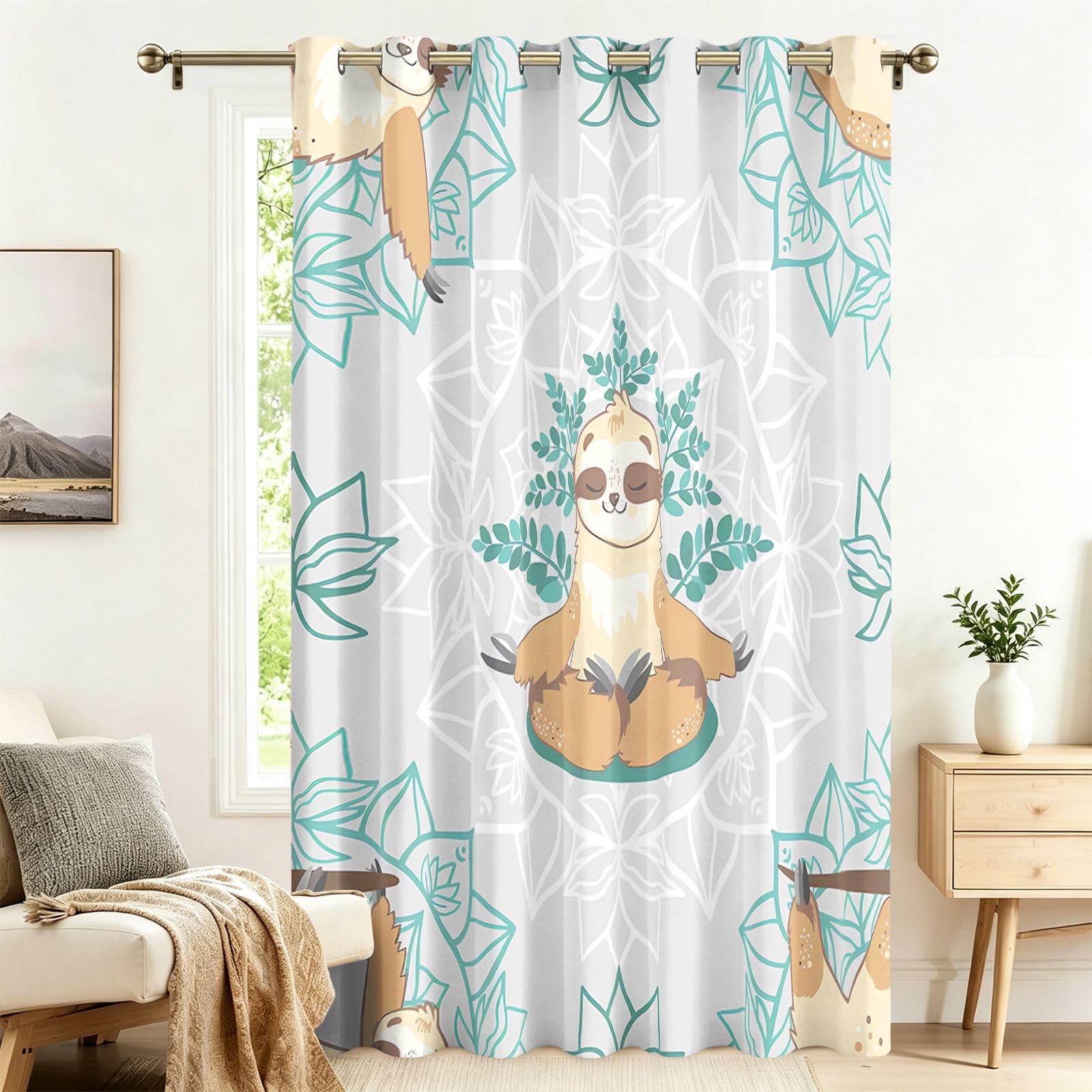 Fadaing Cartoon Otter Blackout Curtains with Eyelets, 1 Piece, Extra Wide Living Room Door Curtain, 220 x 300 cm, Privacy Screen, Opaque, Patterned, Against Heat, Darkening Room Divider