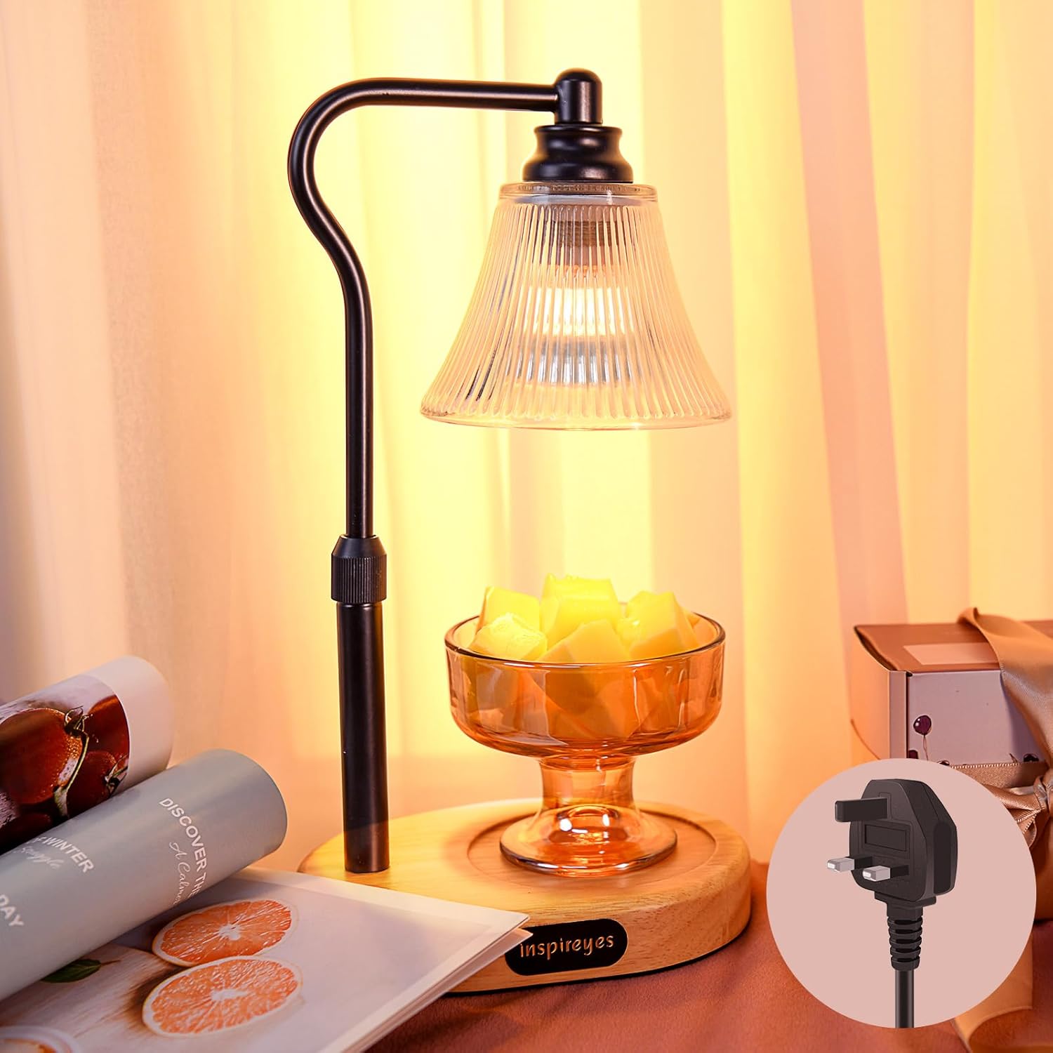 Inspireyes Candle Warmer Lamp with UK Plug, Height Adjustable Electric